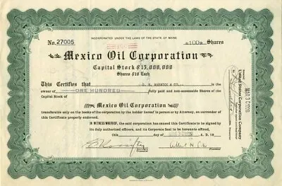 Mexico Oil Corporation - Stock Certificate - Mexican Stocks & Bonds • $50