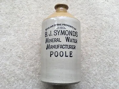 C1912 Vintage B.j.symonds Mineral Water Manufacturer Poole 1/2 Gallon Flagon • £32