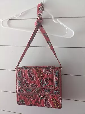 Vera Bradley Julia Purse Handbag Color Me Coral Design Turnlock EUC • $12.99