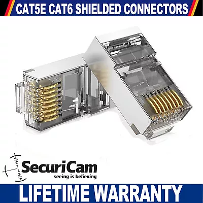 £8.65 • Buy Shielded Cat5e / Cat 6 Connectors Rj45 Cable End Crimp Plugs Gold Plated Uk Lot