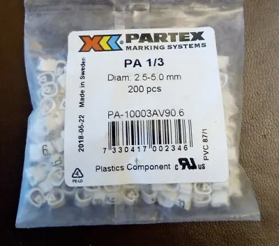 Partex PA1/3 Cable Marker - Number  6  - 200 Pieces • £2.50