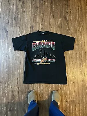 Vintage Seattle Sonics Shirt Adult Extra Large Black Pro Player 1996 NBA Finals • $50
