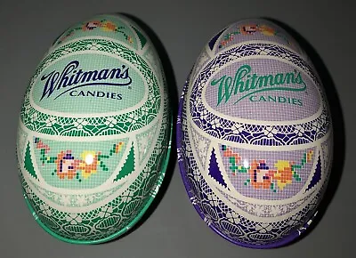 Vintage Set Of 2 Whitmans Candies Tin Easter Eggs Candy Containers • $19.99