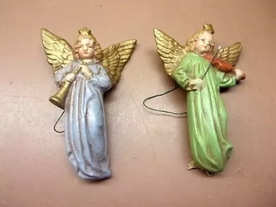 Vintage Pair Of Porcelain Angels Christmas Tree Ornaments Made In Germany SWEET! • $19.99