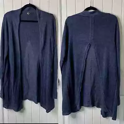 Margaret O’leary Blue Wool Blend Open Front Cardigan Size Large • $45