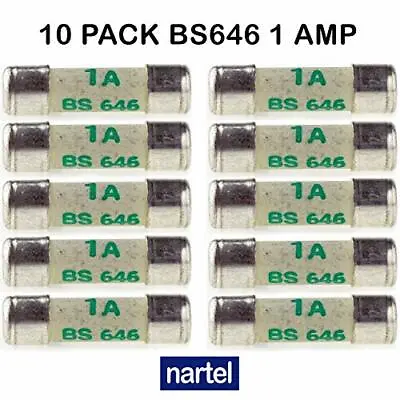 New Nartel 10 X 1 AMP SHAVER FUSES BS646 1AMP MINI FUSE 20MM X 5MM Fast Shippin • £8.56