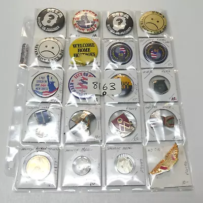 Lot Of 20 Pin Pinback Button Military Patriotic POW MIA WWII Korea Japanese Mix • $9.99