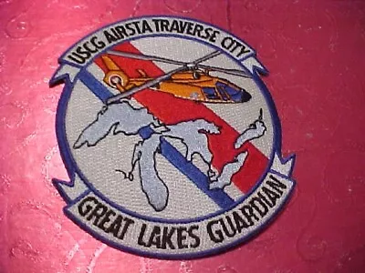 U.s. Coast Guard Air Station Traverse City Michigan Patch Unused  4 1/2 X 4 Inch • $3.95