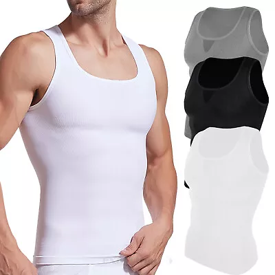 UK Men Slimming Vest Body Shaper Compression Shirt Waist Tummy Control Underwear • £14.79