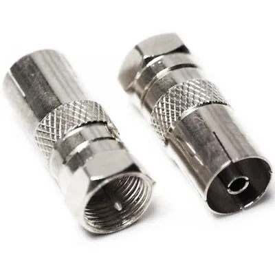 2x F Type Connector Male To TV Aerial Socket Female Adapter RF Coax Converter • £4.49
