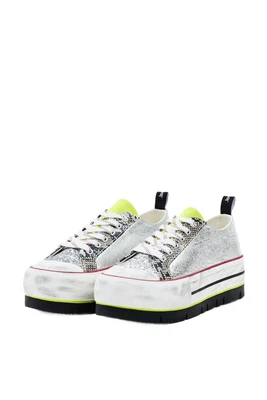 £89.25 • Buy Desigual Sneaker Boot Patch Silver High Top Platform Sneaker 23SSKP32