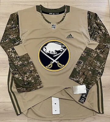 NEW IRREGULAR Authentic Adidas Buffalo Sabres Military Camo Jersey Size 60 • $95.99