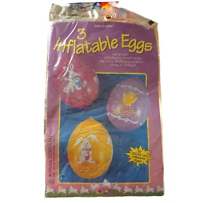 VTG Inflatable 12  Easter Eggs Easter Unlimited #4039 Retro Bunny Rabbit Decor • $39.99