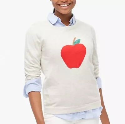 J.Crew Sequin Apple Lightweight Cotton Teddie Sweater Size Small NWT • $38