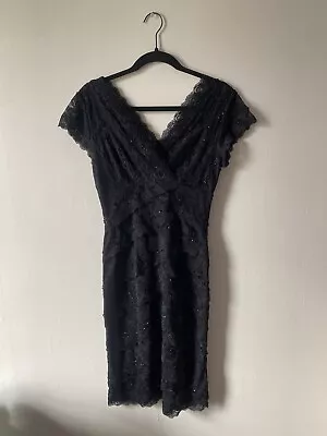 Marina Black Lace And Beaded Cocktail Dress Women’s Size 4 • $19.99