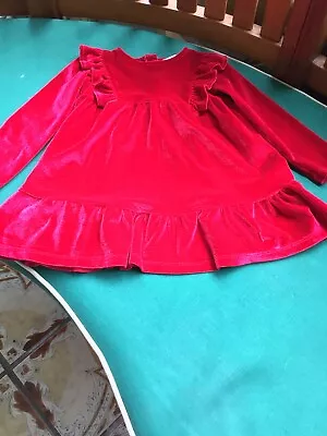 “Fred & Flo” Gorgeous 12-18 Month Red Velvet Dress  • £6