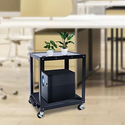 AV Cart Steel Media Cart 26 In Presentation Cart 2 Shelves W/ Power Strip 150LBS • $84.60