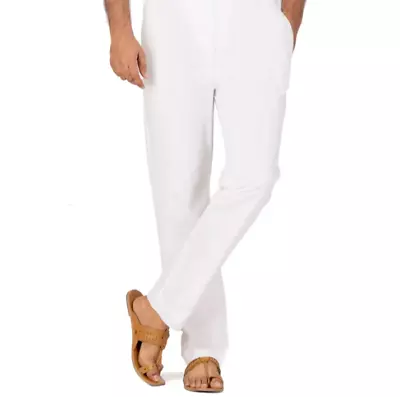 White Shalwar Pyjama Trousers Men's For Asian Kurta Or Thobe With Side Pockets • £7.99