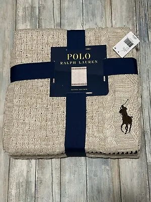 Polo Ralph Lauren Home Crescentwood Big Pony Fair Isle Cable Knit Throw Blanket • £178.55