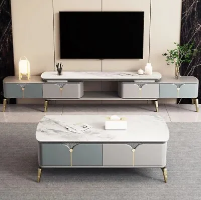 Coffee Table & Tv Stand SetLiving Room Italian Furniture Design Style Marble Top • $2749