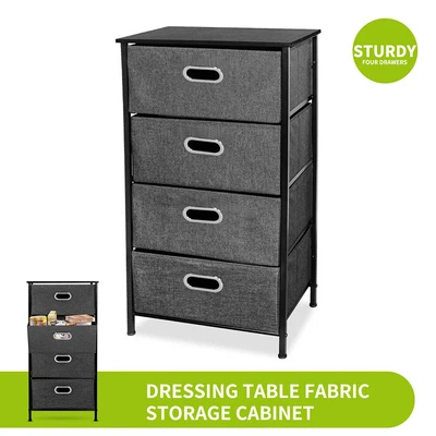 $41.99 • Buy 4 Drawers Dresser Storage Closet Removable Fabric Sturdy Frame Lockers Black