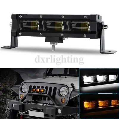 8 Inch LED Work Light Bar DRL Amber Driving White Lamp Fog SUV Offroad Truck ATV • $41.78