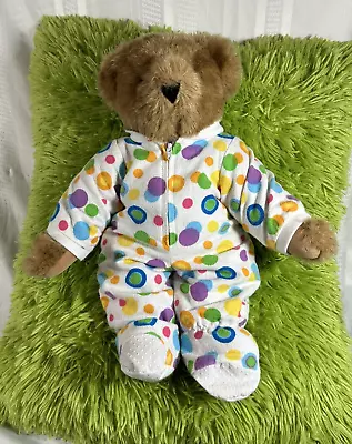 Vermont Teddy Bear Co 16” Jointed Brown Plush With Footie Polka Dot Pajamas Toy • $18.99