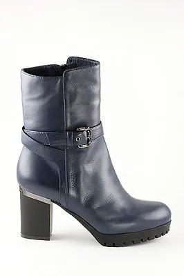 Marino Fabiani Leather Italian Boots New Winter Blue Fur  Sizes 5611 • $565.25