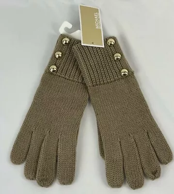 Dome Button Acrylic Gloves Dark Camel One Size Michael Kors Women's Logo 53791 • $29.99