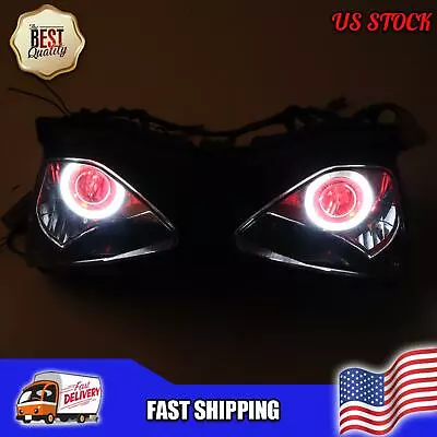 MS Front Headlight Red Angel Eye Fit For Kawasaki 2003-2004 ZX6R 636 S014 • $349