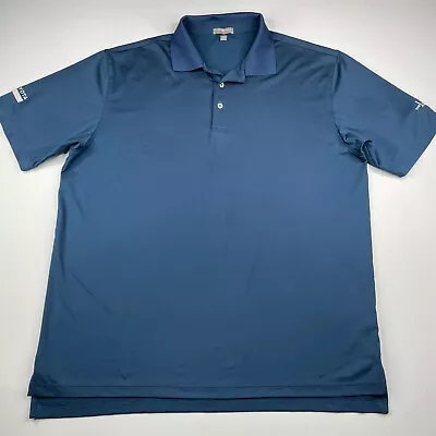 Peter Millar Summer Comfort Shirt Mens Large Polo Blue Short Sleeve Golf -LOGOS • $9.59