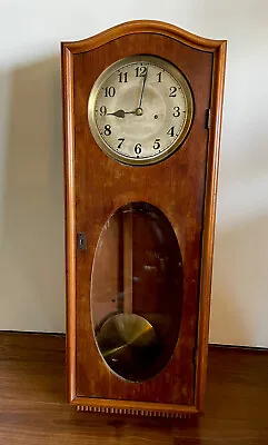 Antique Art Deco German Vienna Regulator Wall Clock - 2 Weight By Hora • $275