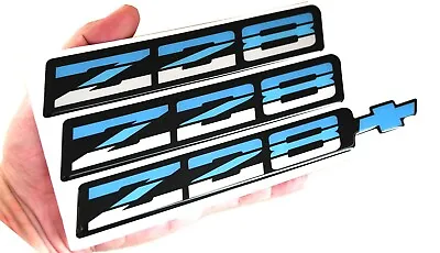 For 82-92 Chevy Z28  Rocker Panel & Rear Bumper Emblems Blue Black-3pcs • $42.13