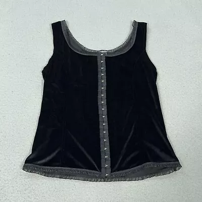 Scarletts Corset Top Womens Large Black Stretchy Knit Sleeveless Velvet Tank Top • $26.99
