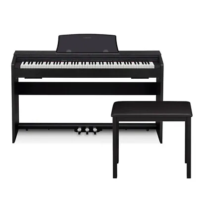 Casio PX-770BK Privia 88-Note Digital Electric Piano W/Foot Pedals & Bench Black • $1369