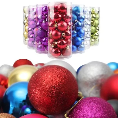 24Pcs 3/6/8cm Christmas House Xmas Tree Decors Glitter Baubles Ornament Balls • $8.99