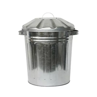 £9.99 • Buy Galvanised Metal Bin Home Garden Rubbish Waste Dustbin Feed Storage 15L H 29CM