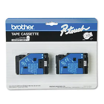 Brother TC Tape Cartridges For P-Touch Labelers 1/2w Black On White 2/Pack TC20 • $31.37