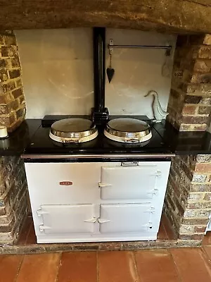 Aga Range Cooker - 2 Oven Oil Fueled - White - Pre 1974 - Please Read Desc • £200