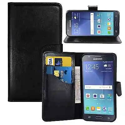 NEW BLACK WALLET LEATHER GEL CASE WITH CARD SLOT FOR Samsung Galaxy J1 ACE UK • £3.08