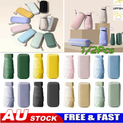 $9.73 • Buy 1/2pc Mini Pocket Umbrella Anti-UV Sun/Rain Windproof 6-Folding Umbrellas Travel