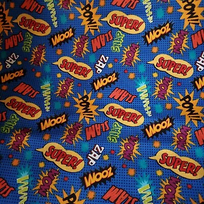 Fat Quarter 100% Cotton FQ Fabric Material Novelty I Spy Comic Super Pow Boys • $2.80