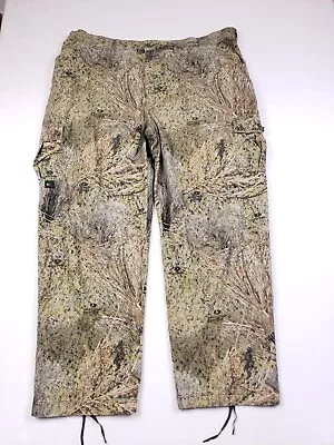 Mossy Oak Cargo Pants Mens 3X Brush Camouflage Cinch Waist Tie Hem Hunting • $19.87