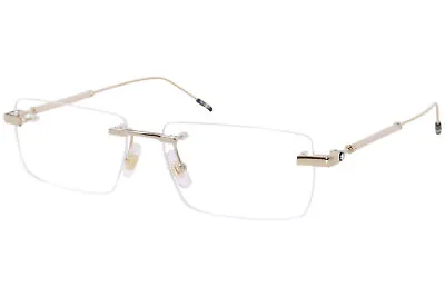 Mont Blanc Established MB0112O 002 Eyeglasses Men's Gold Rimless Optical Frame • $269.95