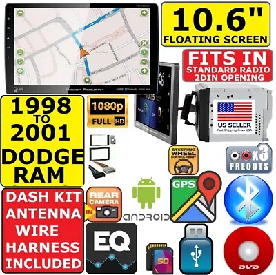 98-01 Dodge Ram 10.6  Navigation Cd/dvd Usb Bluetooth Usb Car Radio Stereo Pkg • $379.99