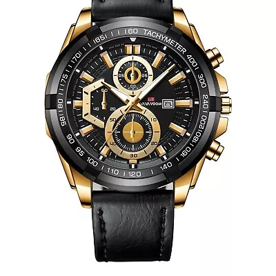 Waterproof Men's Watch Stainless Steel Quartz Luminous Classic Watches Yellow • $23.50