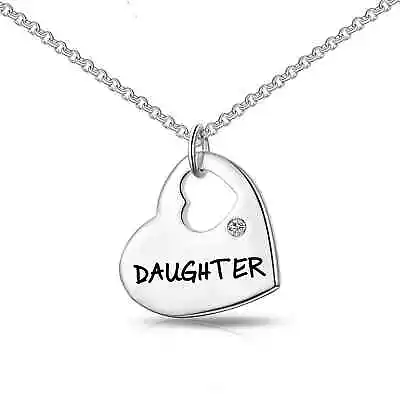 £2.99 • Buy Daughter Heart Necklace Created With Zircondia® Crystals By Philip Jones