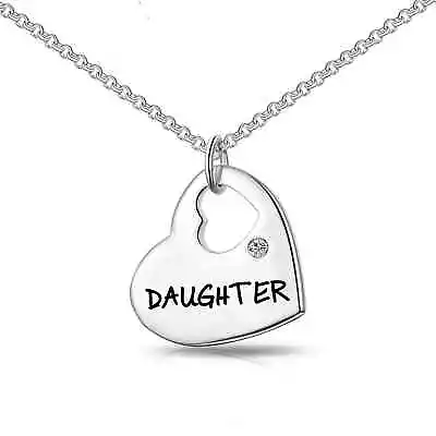 £2.99 • Buy Daughter Heart Necklace Created With Zircondia® Crystals By Philip Jones