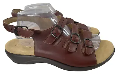 SAS Women's Mystic Brown Leather Tripad Comfort Strappy Sandals Size 10WW EUC • $36.90