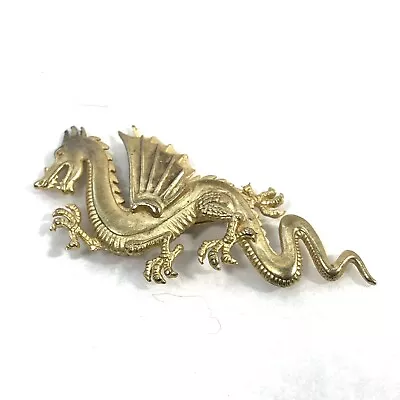 Vintage Signed JJ 1986 Gold Dragon Pin Brooch Mythical Serpent • $16.95